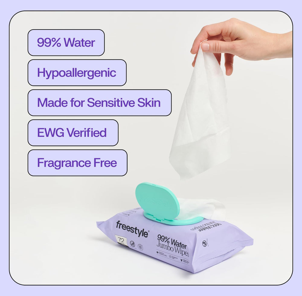 Freestyle Soft Jumbo Baby Wipes pack of 6 for convenient nursery storage