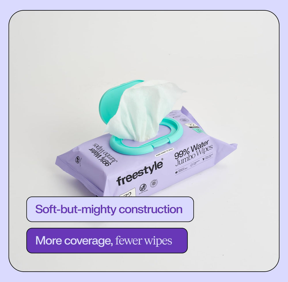 Freestyle Soft Jumbo Baby Wipes thick oversized sheets for quick cleanups