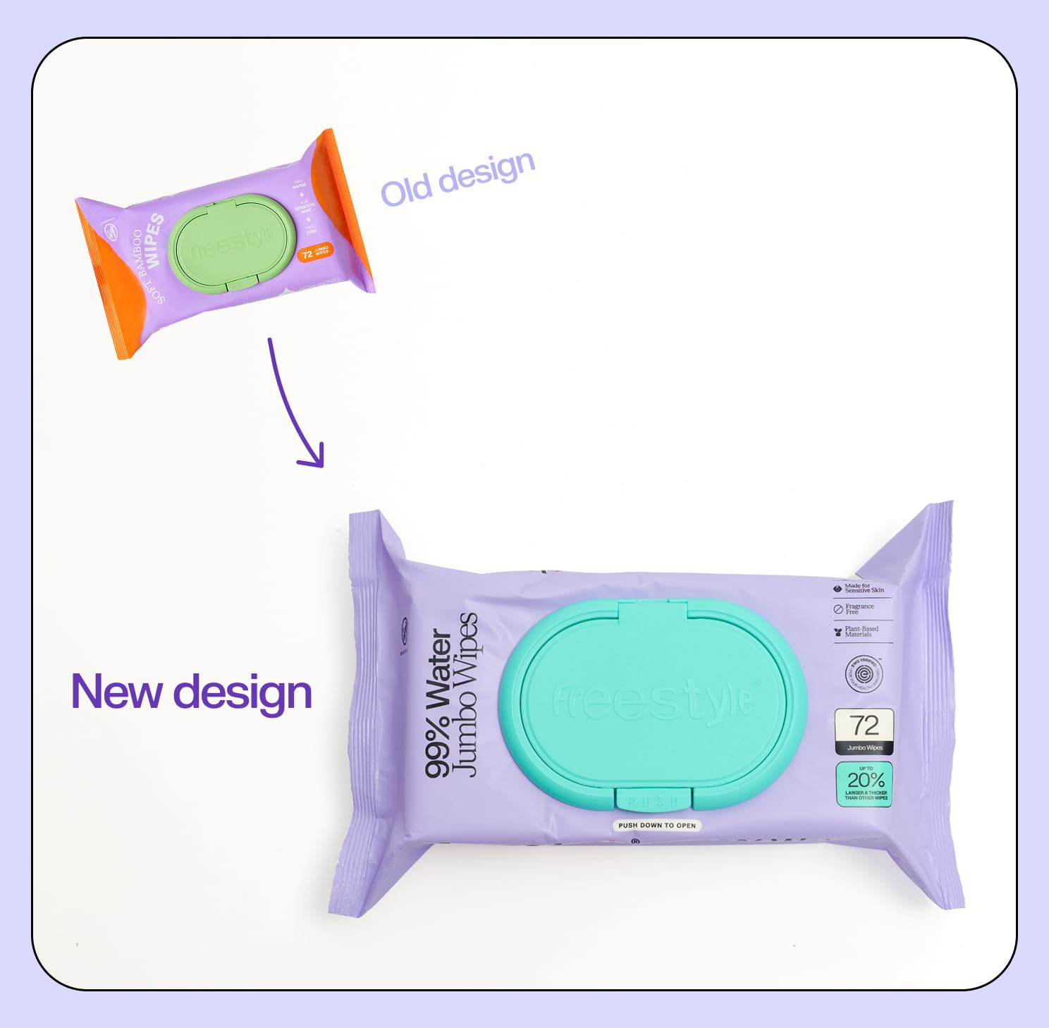 Freestyle Soft Jumbo Baby Wipes water-based formula EWG Verified for sensitive skin care