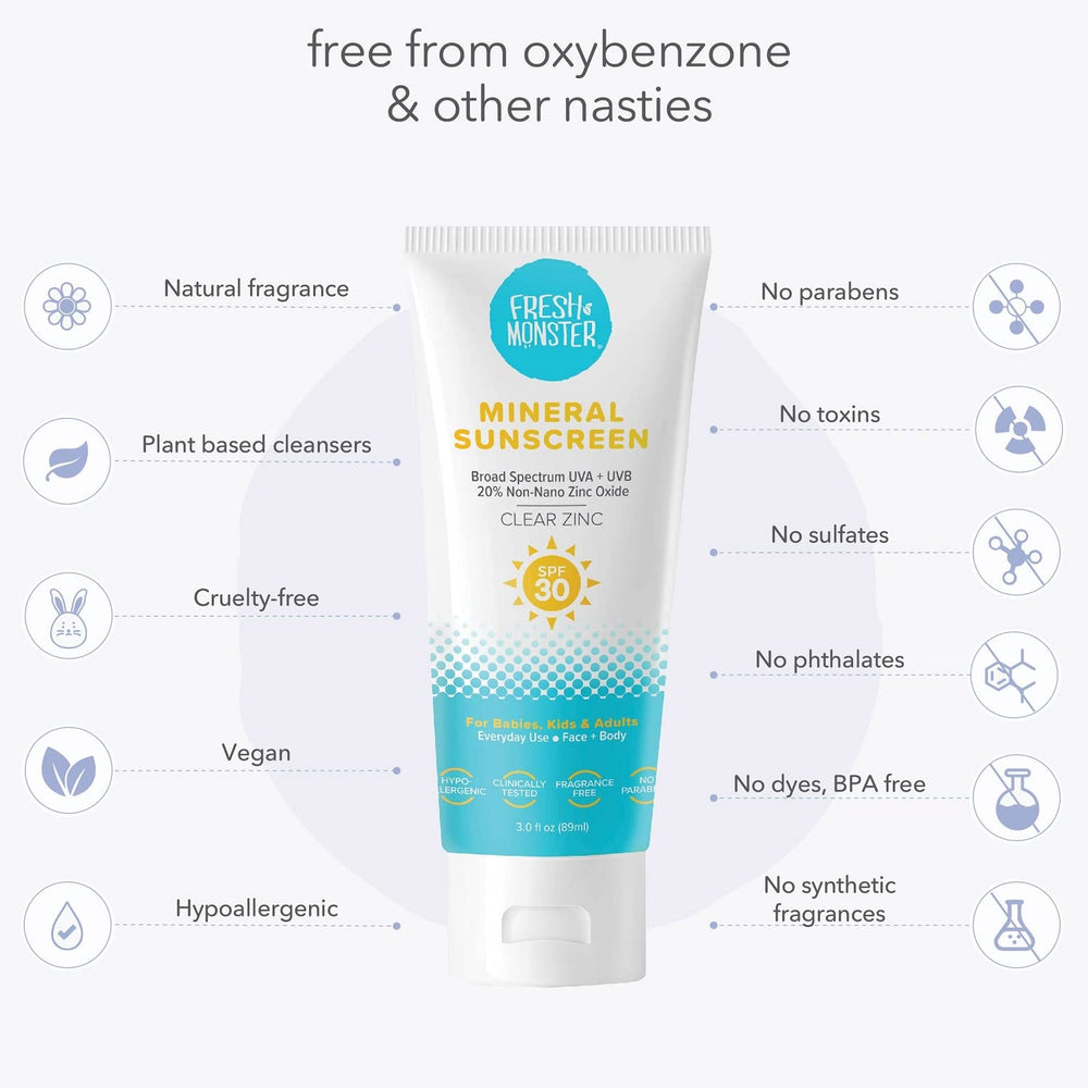 Fresh Monster zinc oxide ingredient close-up highlighting non-nano formula for smooth, quick absorption.