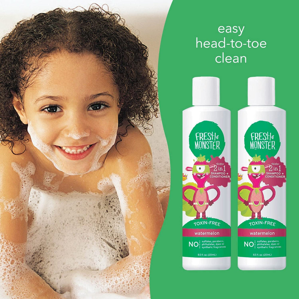 Fresh Monster easy-grip bottle helps kids handle bath time confidently.