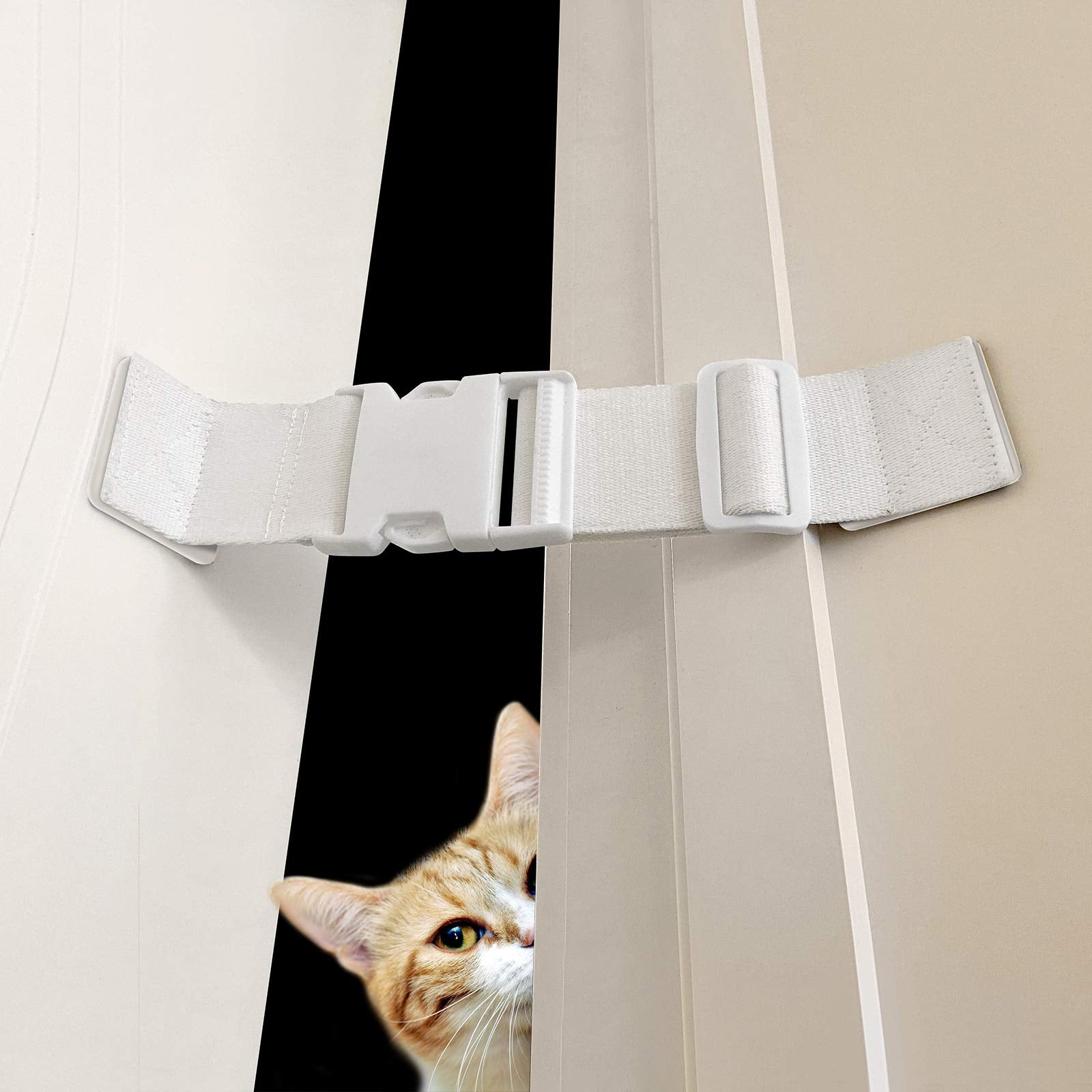 FresherAcc child proof door lock latch on door frame demonstrates adjustable two-pack setup