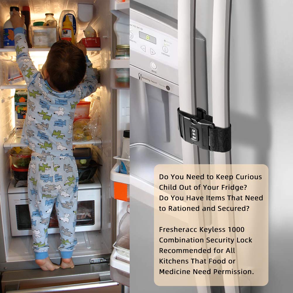 FresherAcc Fridge Lock Latch installed without tools, no-drill setup