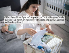 FresherAcc Winnie diaper caddy folded compact demonstrates space-saving design.
