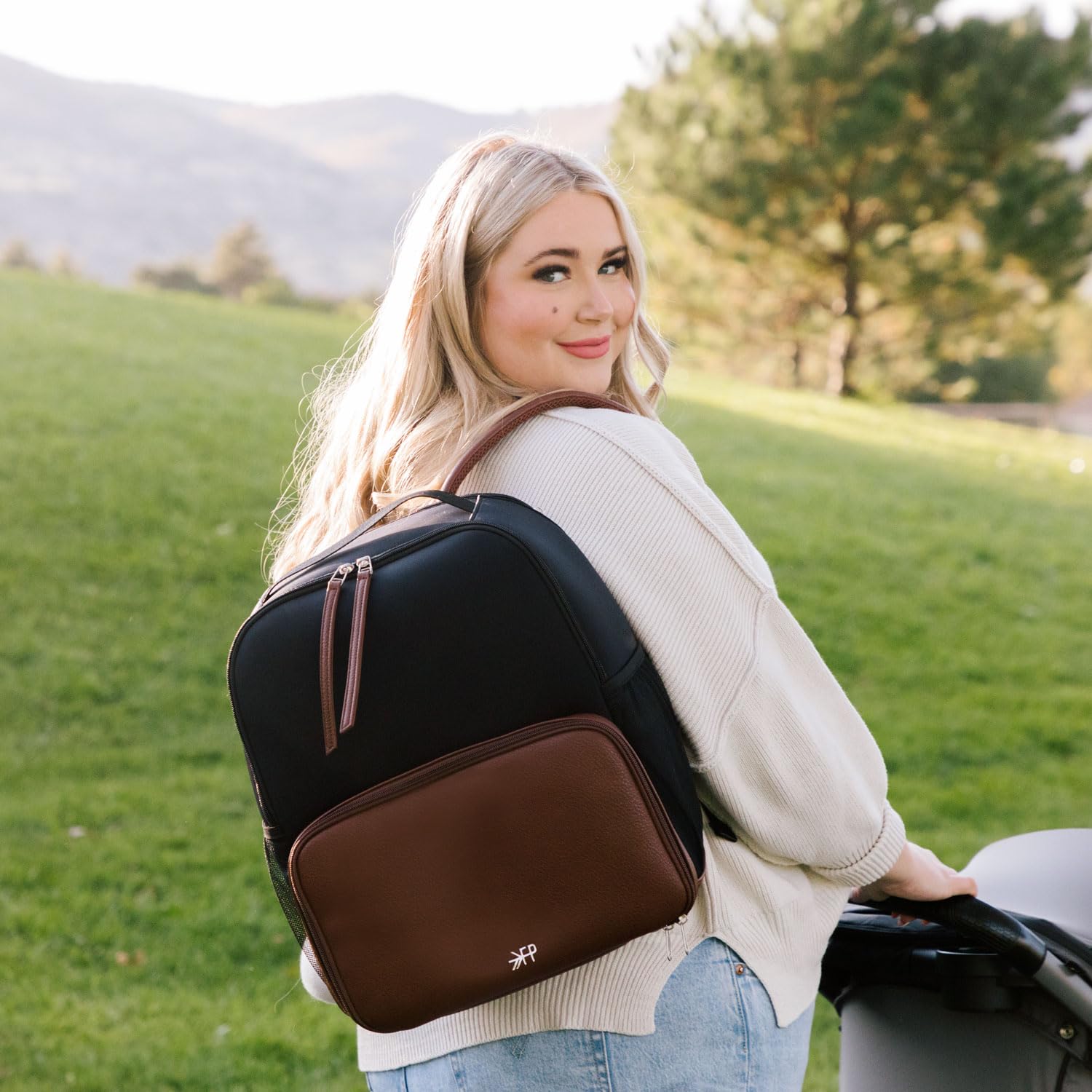 Freshly Picked breast pump backpack padded straps offer comfortable wear all day.
