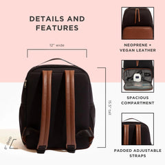 Freshly Picked breast pump backpack three compartments keep items organized during travel.