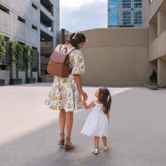 Freshly Picked Mini Classic cognac backpack side pocket for quick-access items