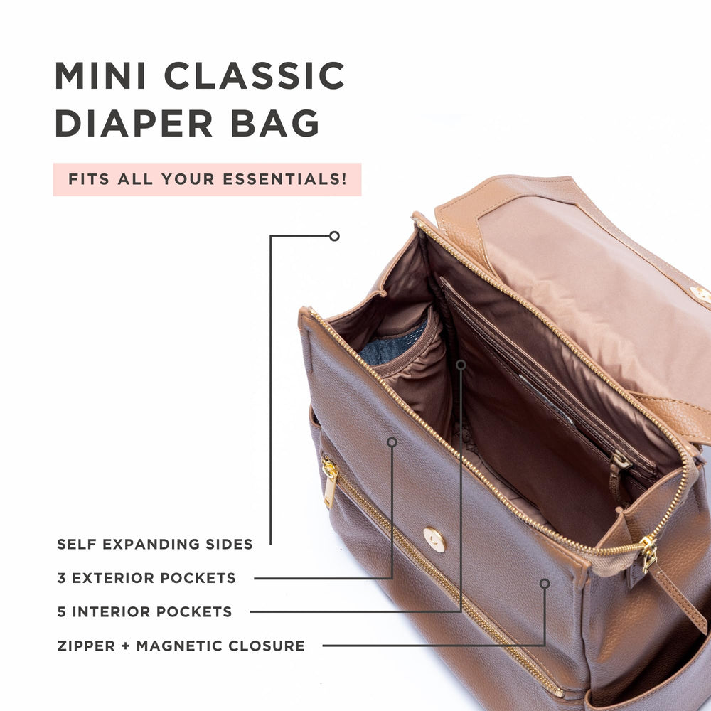 Freshly Picked Mini Classic Diaper Bag Backpack insulated pocket keeps bottles handy