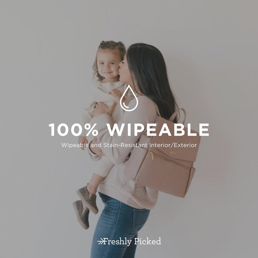 Freshly Picked Mini Classic Diaper Bag Backpack matte gold hardware for everyday style