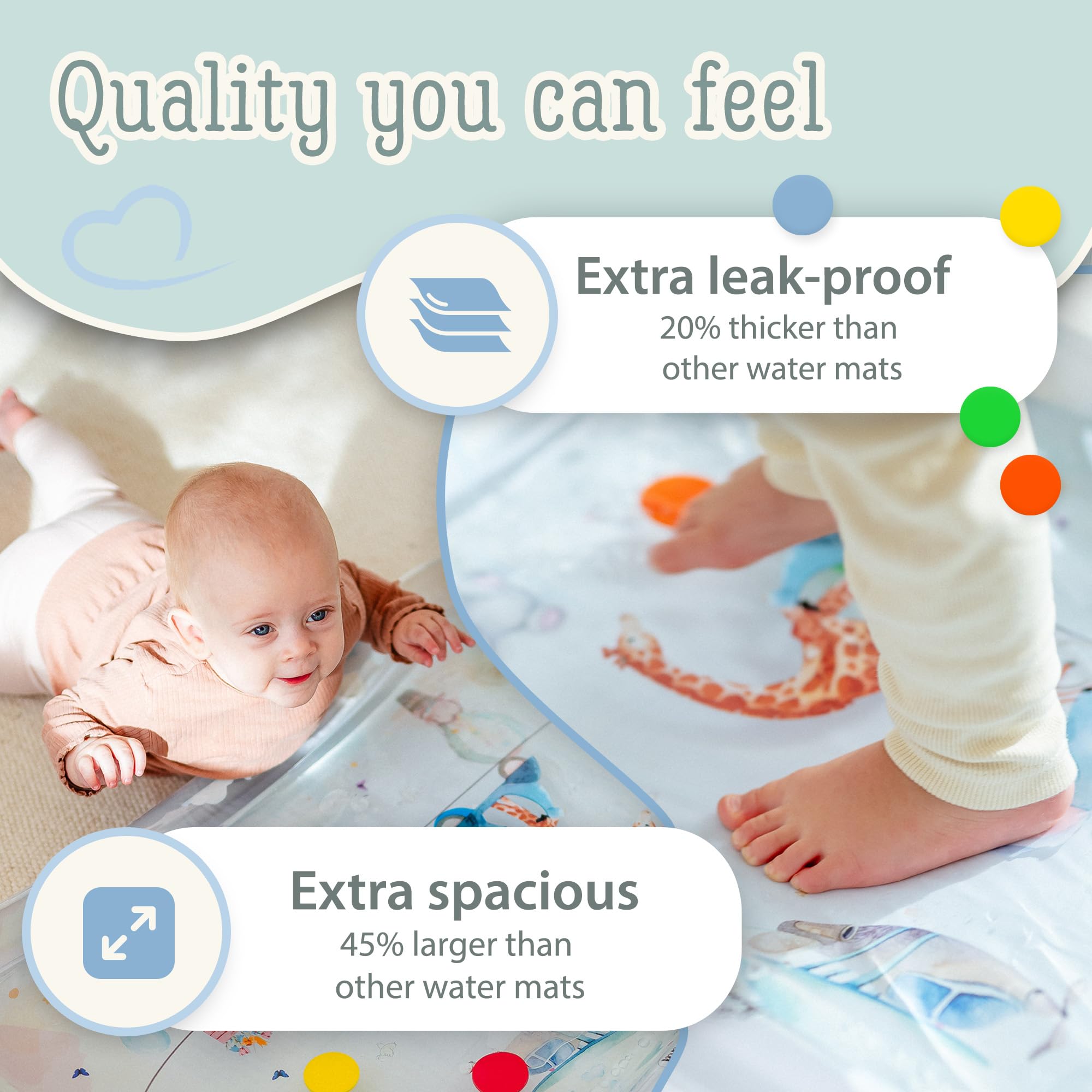 Freudeskind premium water play mat XXL material-closeup highlights durable, baby-safe construction