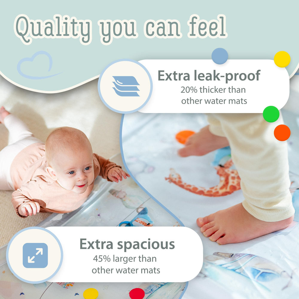 Freudeskind premium water play mat XXL material-closeup highlights durable, baby-safe construction