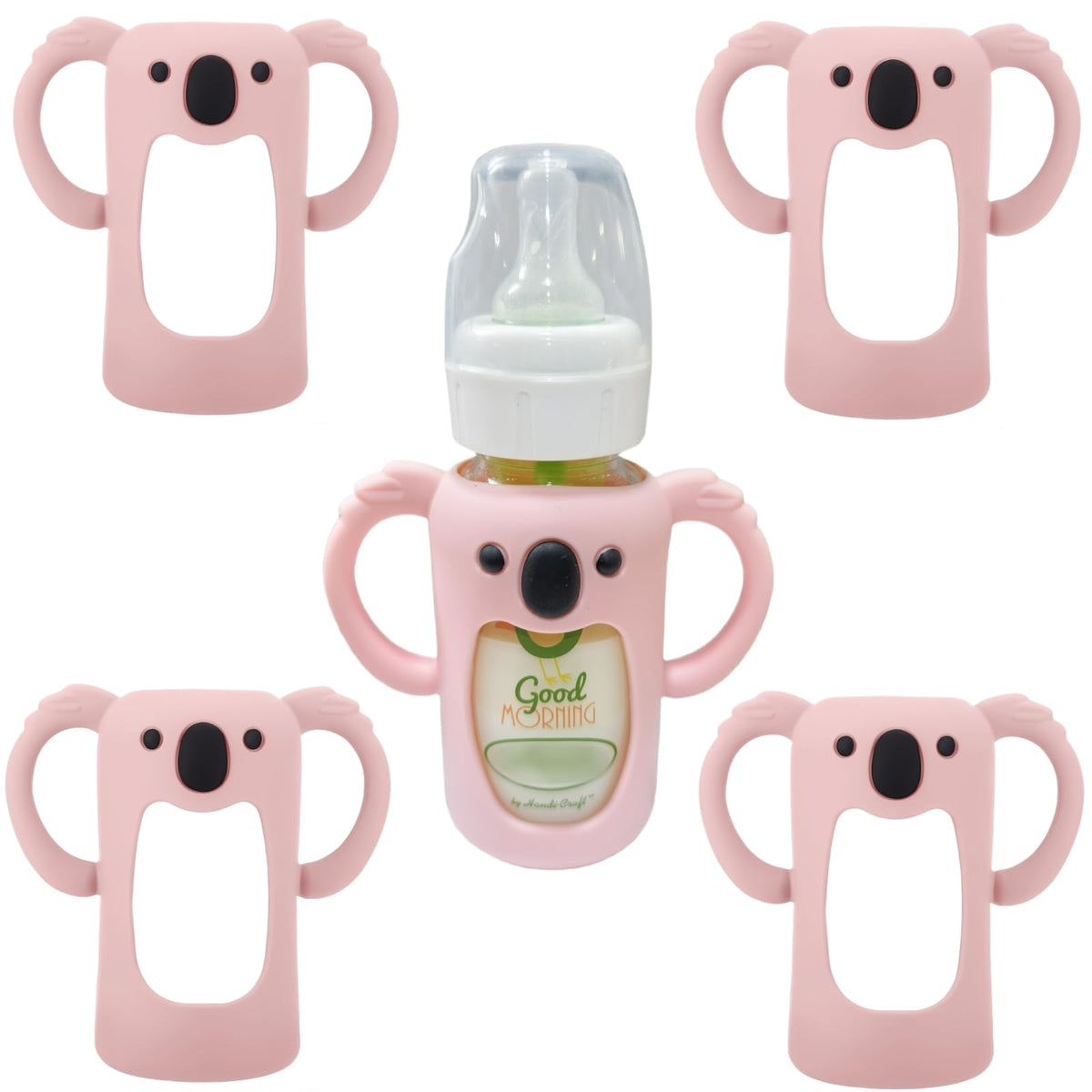 Frezonika Koala sleeve on a 4 oz bottle keeps milk warmer for longer.