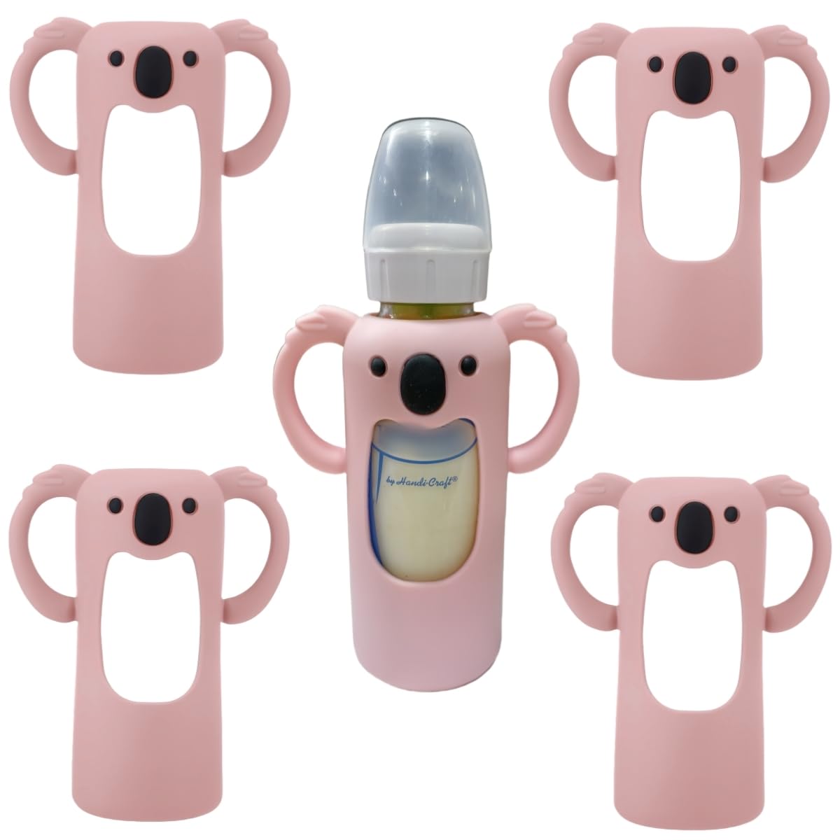 Frezonika koala sleeve on 8oz bottle side view offers secure grip.