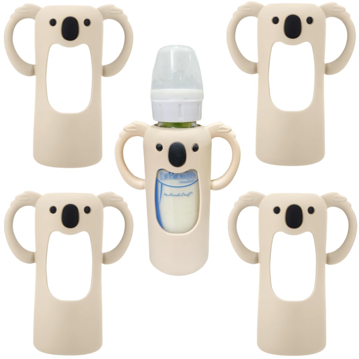 Frezonika koala sleeve on 8 oz bottle side view supports safe grip and drop protection.