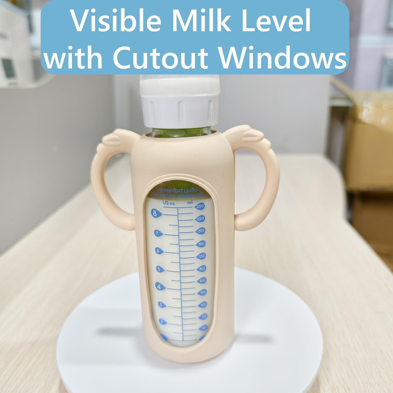 Frezonika koala sleeve visible milk level through side cutouts.