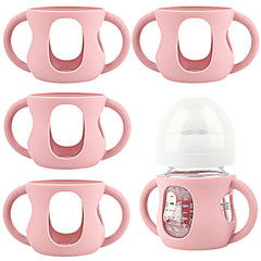 Frezonika silicone sleeve on Avent 4oz pink bottle for improved grip and protection