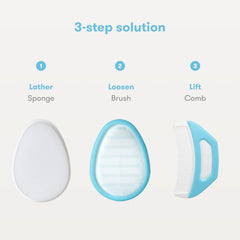 Frida Baby FlakeFixer comb lifting stubborn flakes with gentle precision