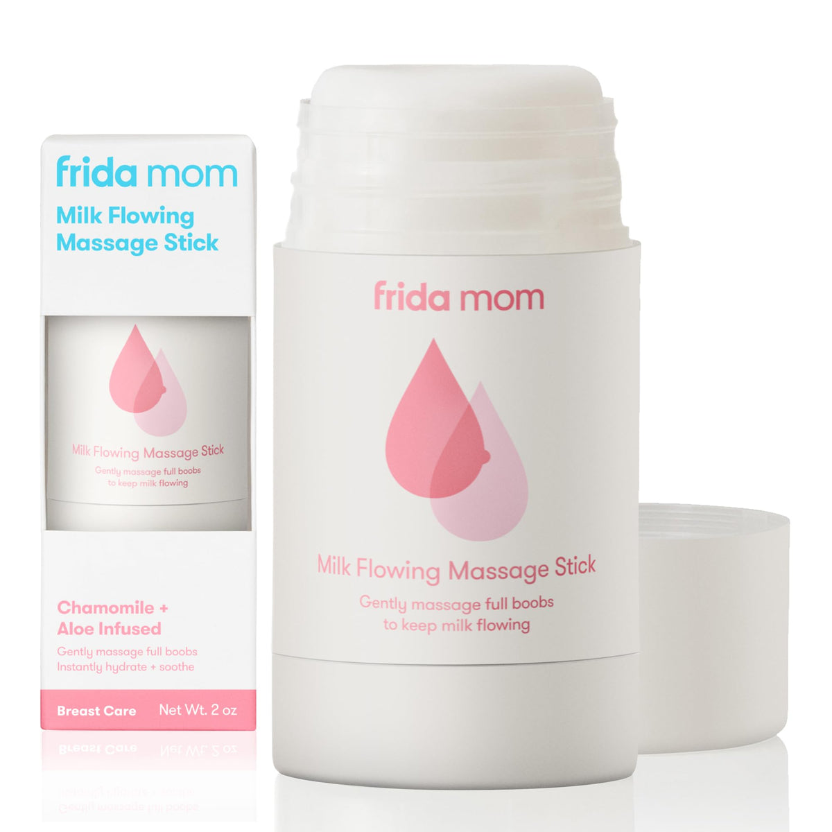 Frida Mom Milk Flowing Massage Stick packaging showing brand-ready design for gentle breastfeeding support.