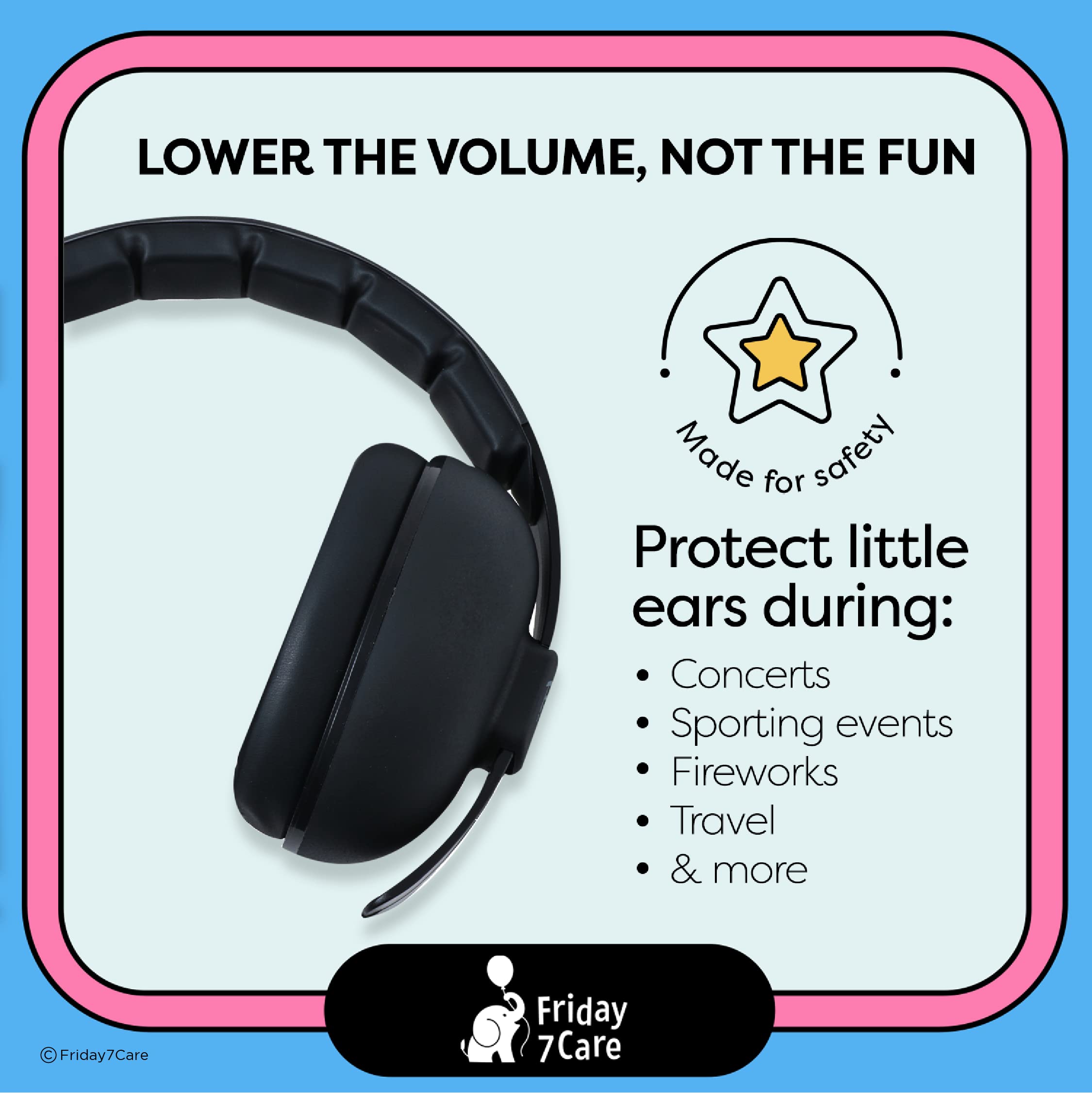 Friday 7Care baby headphones adjustable headband ensuring a secure, comfortable fit during nap time
