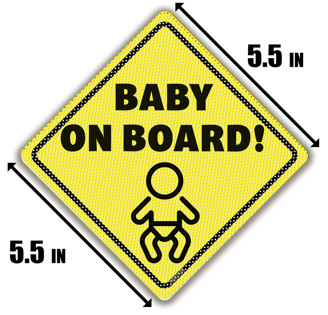 FridayVibez Baby On Board sticker with see-through window aids easy reversing while signaling presence.