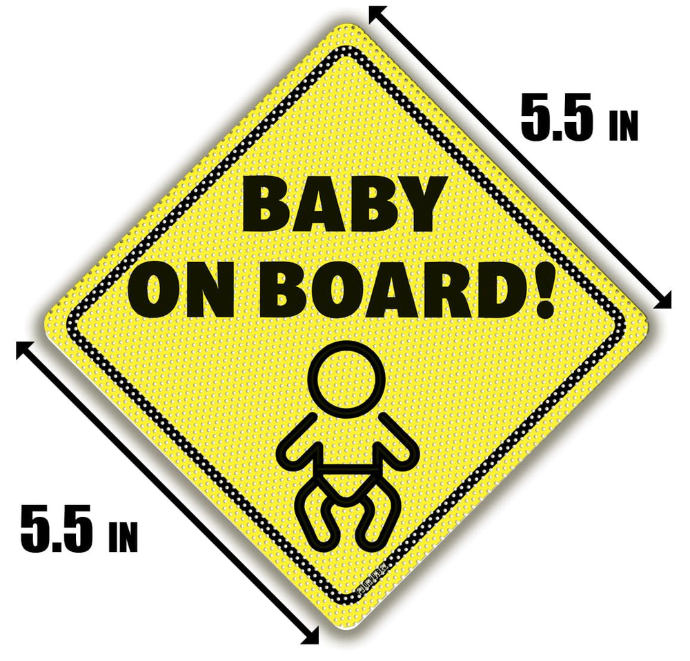 FridayVibez Baby On Board sticker with see-through window aids easy reversing while signaling presence.