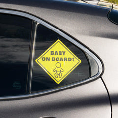 FridayVibez Baby On Board sticker uses waterproof adhesive to stay put in all weather.