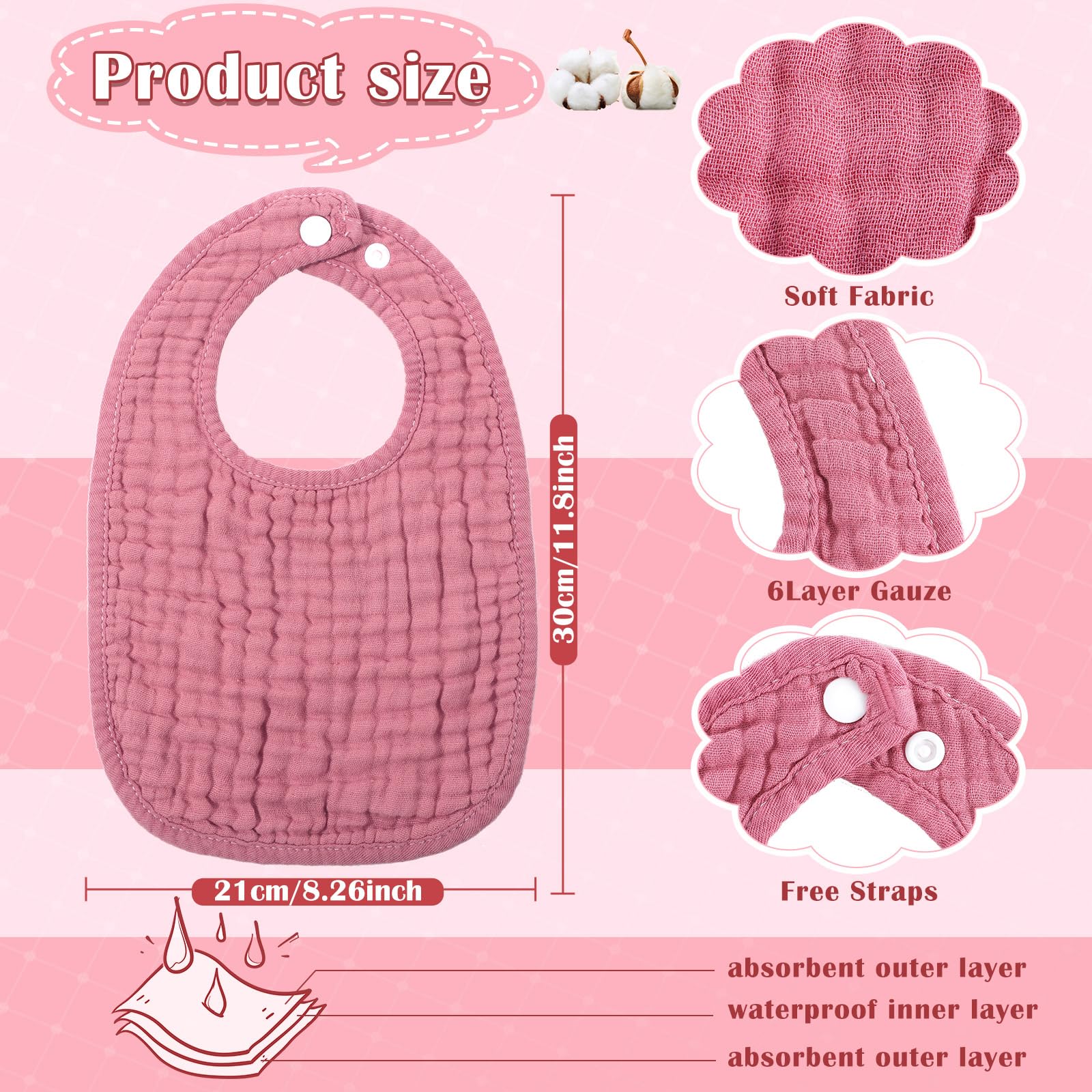 Frienda muslin bibs close-up showing soft cotton for gentle skin contact