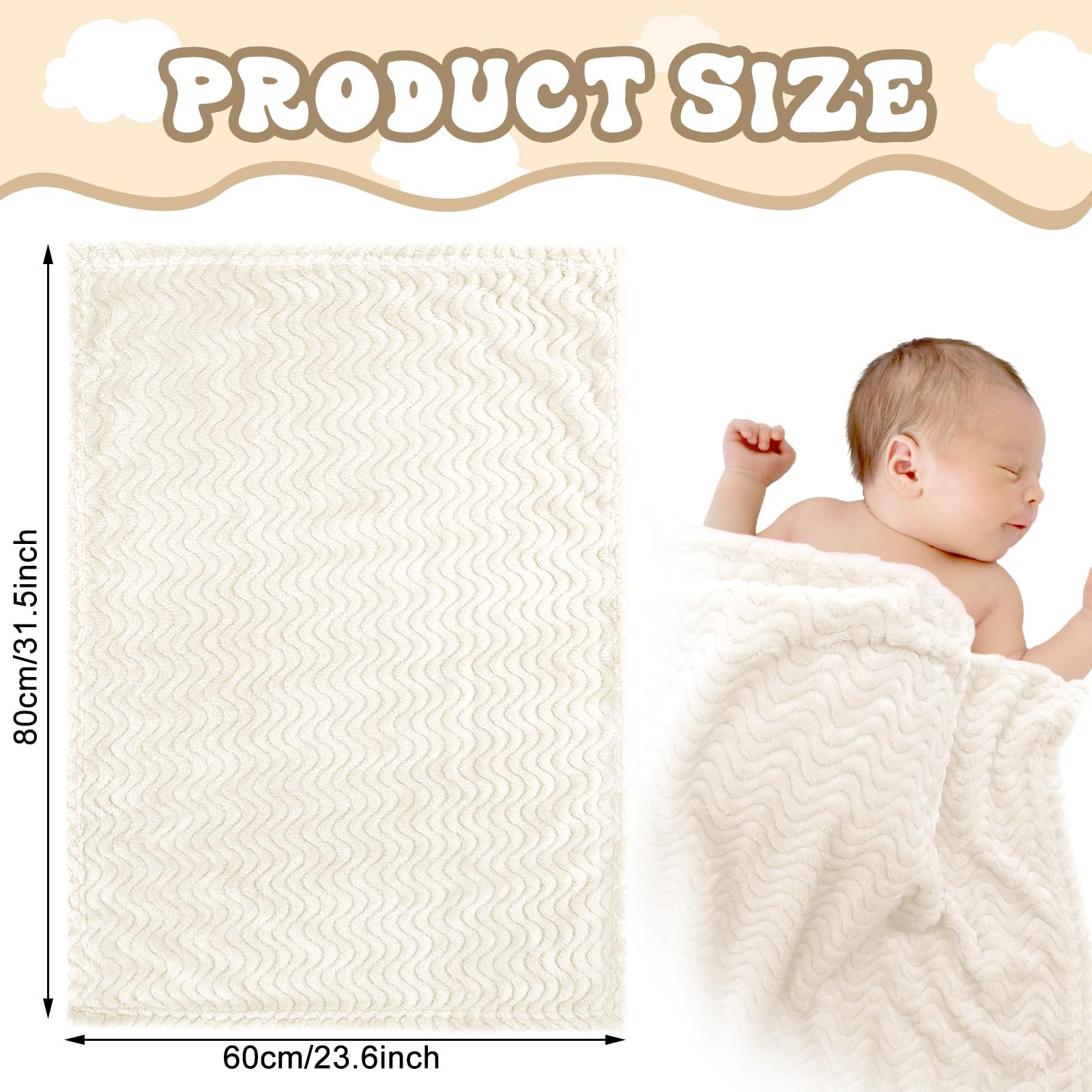 Frienda baby blanket 32x24 open demonstrates generous size for wrapping.