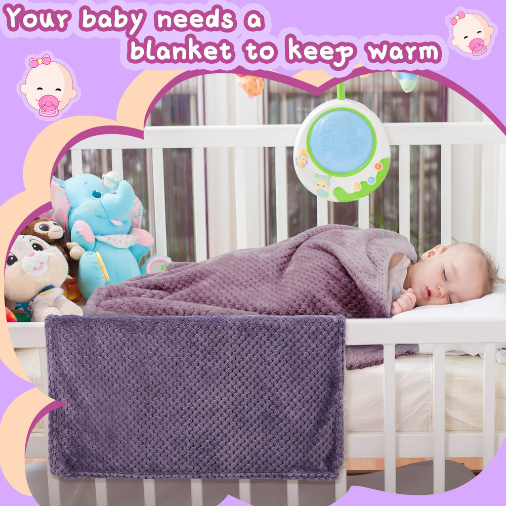 Frienda baby blanket 32x24 purple color set highlights versatile nursery use.