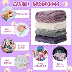Frienda baby blanket 32x24 purple in stroller demonstrates portable warmth and comfort.
