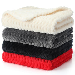 Frienda 4-pcs baby fuzzy blanket set folded for easy storage and warmth.