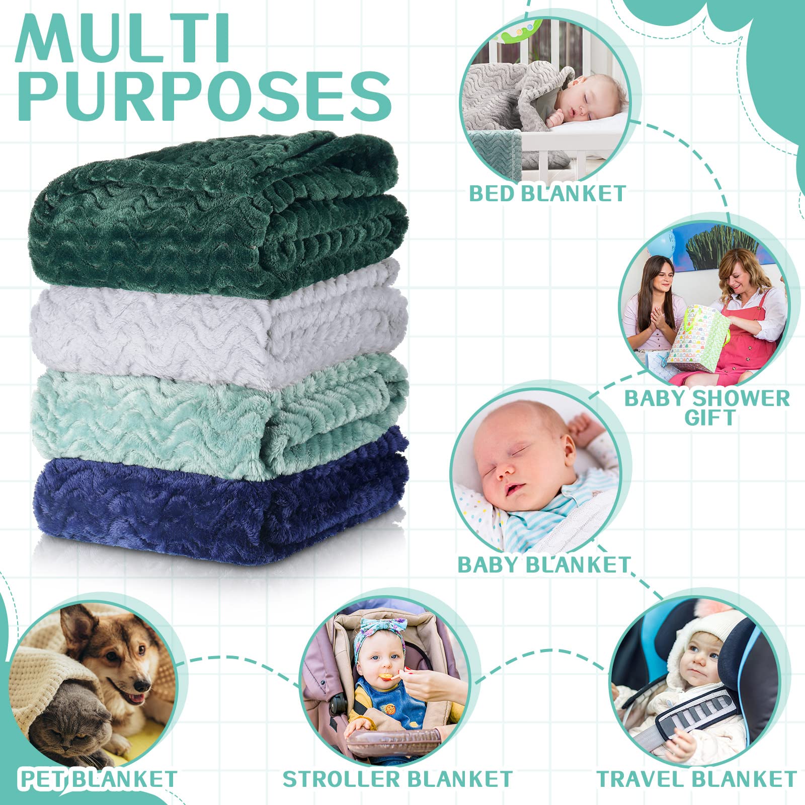 Frienda 32x24 inch blanket shown folded for compact storage and easy portability.
