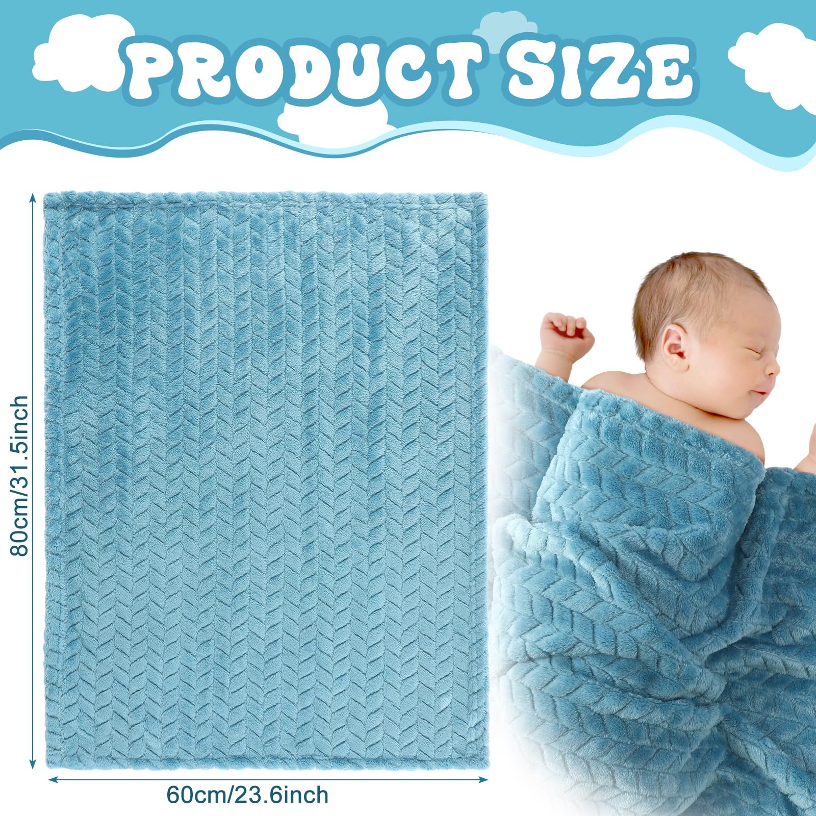 Frienda baby fuzzy blanket blue close-up showing soft fabric for gentle snuggling