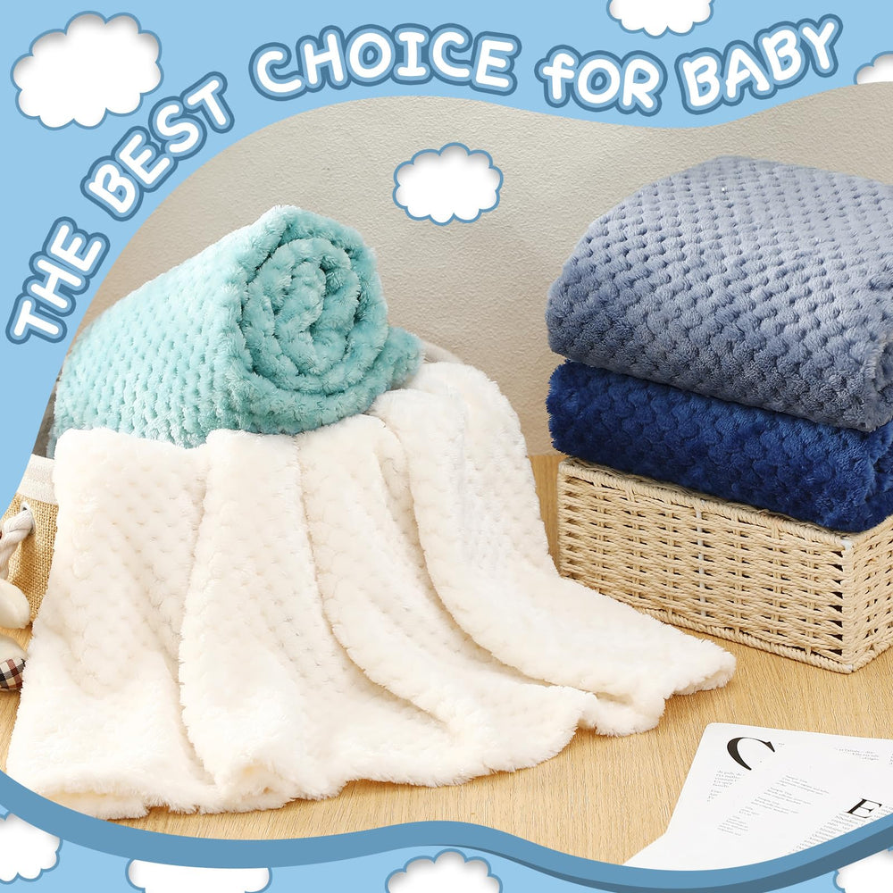 Frienda baby fuzzy blanket blue-green folded for easy storage.