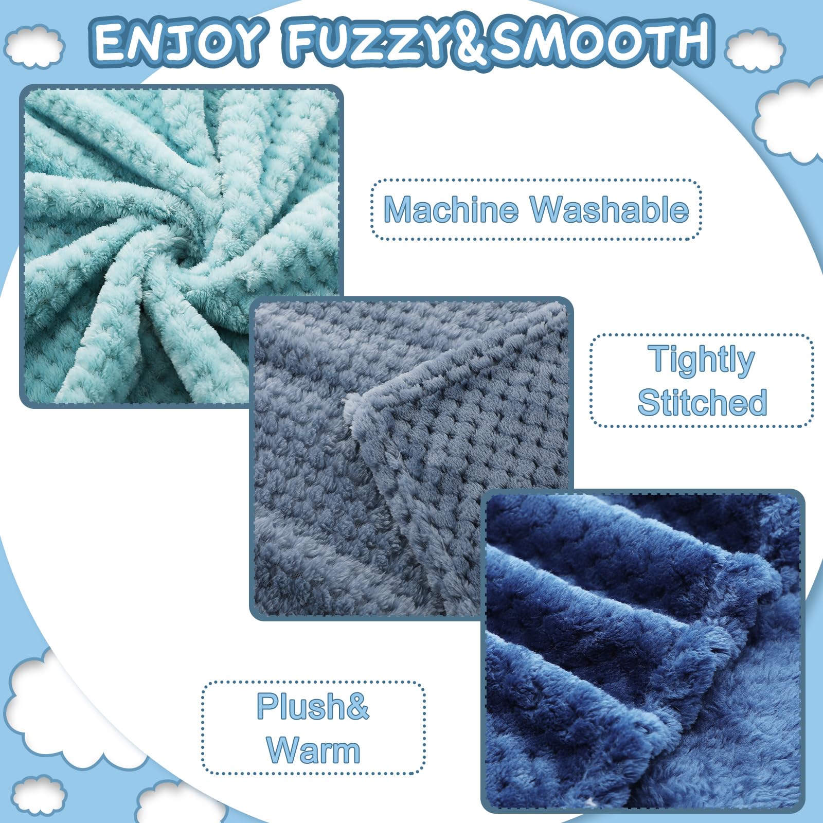 Frienda baby fuzzy blanket blue-green soft fleece texture gentle on baby skin.