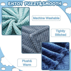 Frienda baby fuzzy blanket blue-green soft fleece texture gentle on baby skin.