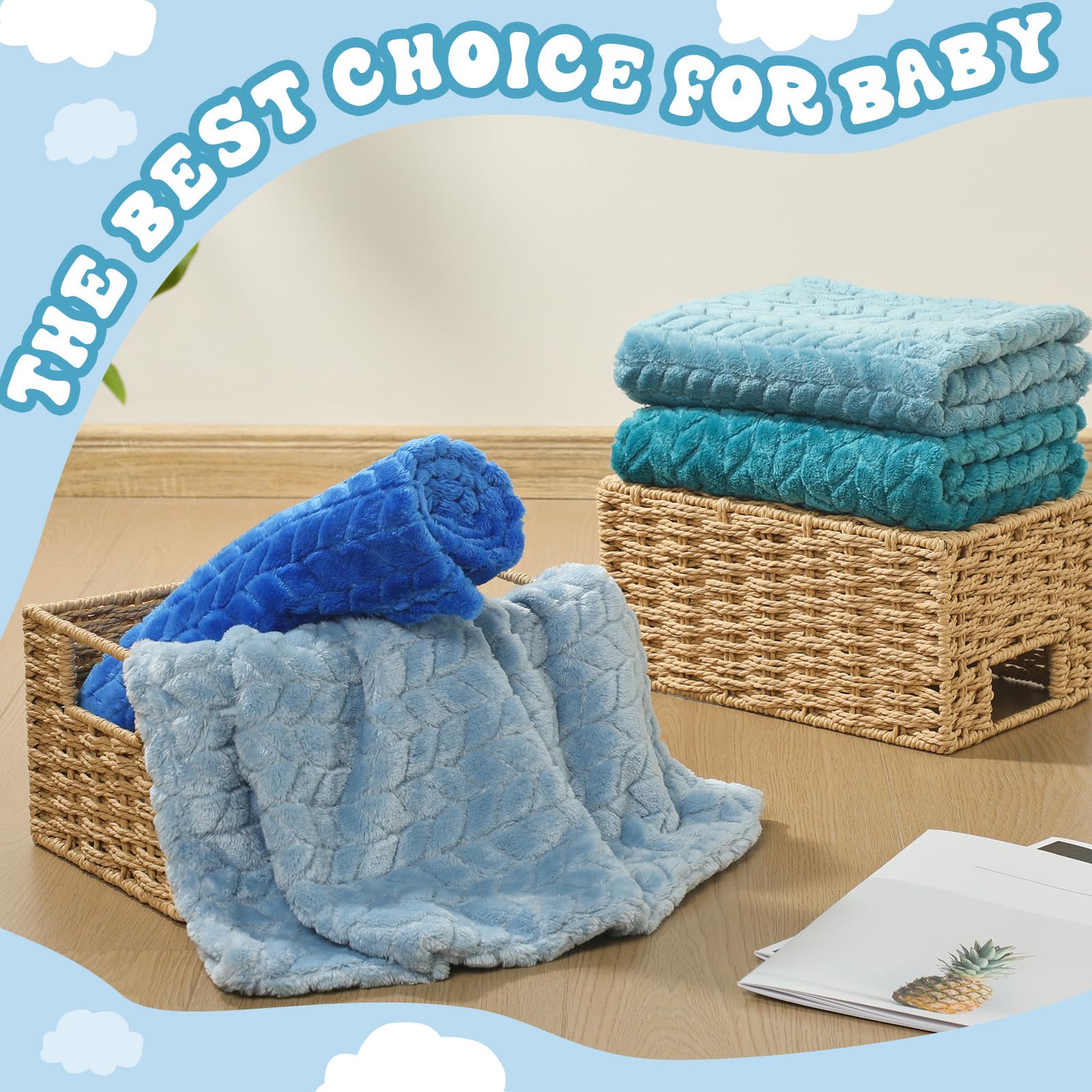 Frienda baby fuzzy blanket blue pack multi-color for easy nursery styling