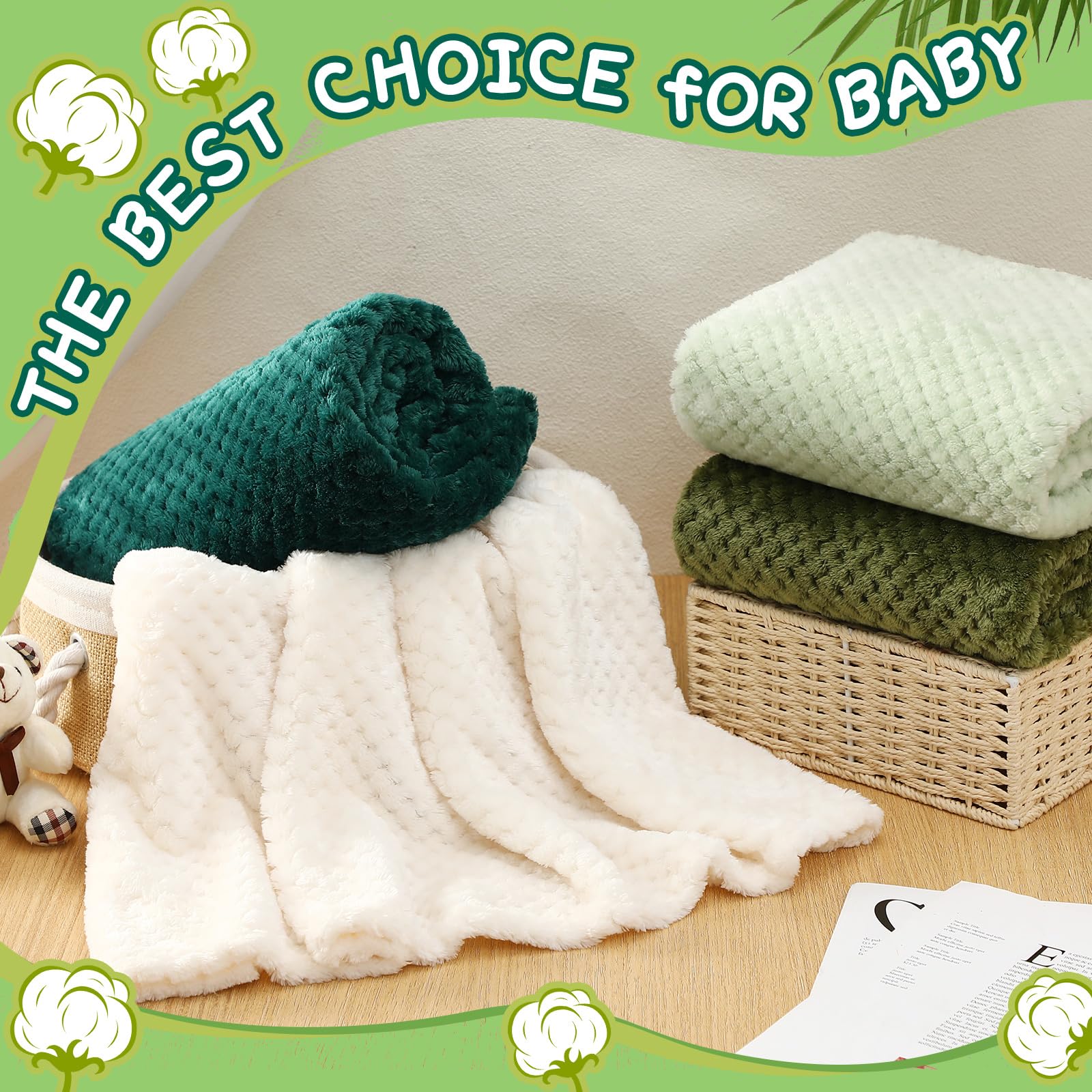 Frienda baby fuzzy blanket green nursery decor adds color and comfort