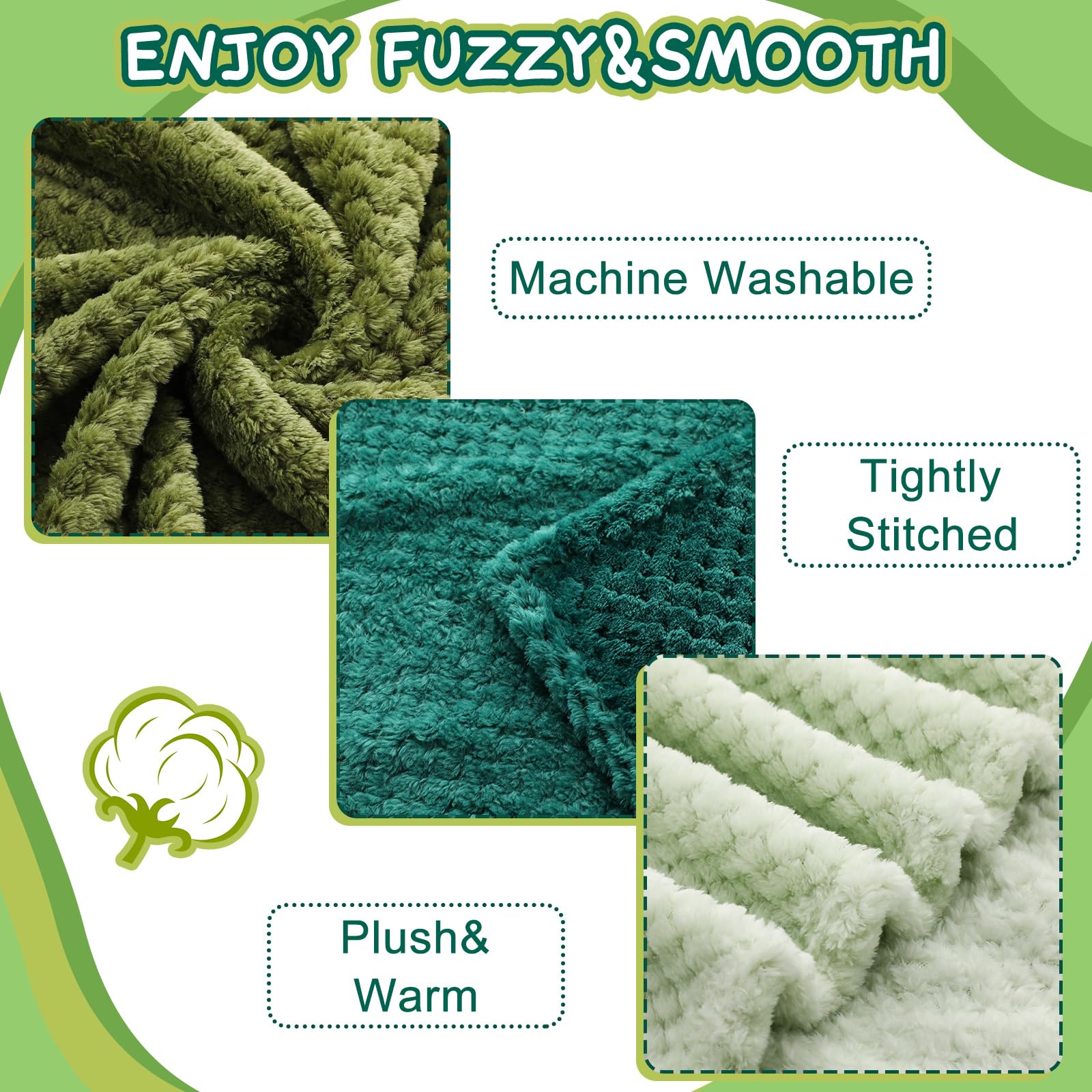 Frienda baby fuzzy blanket green soft touch closeup gentle fabric