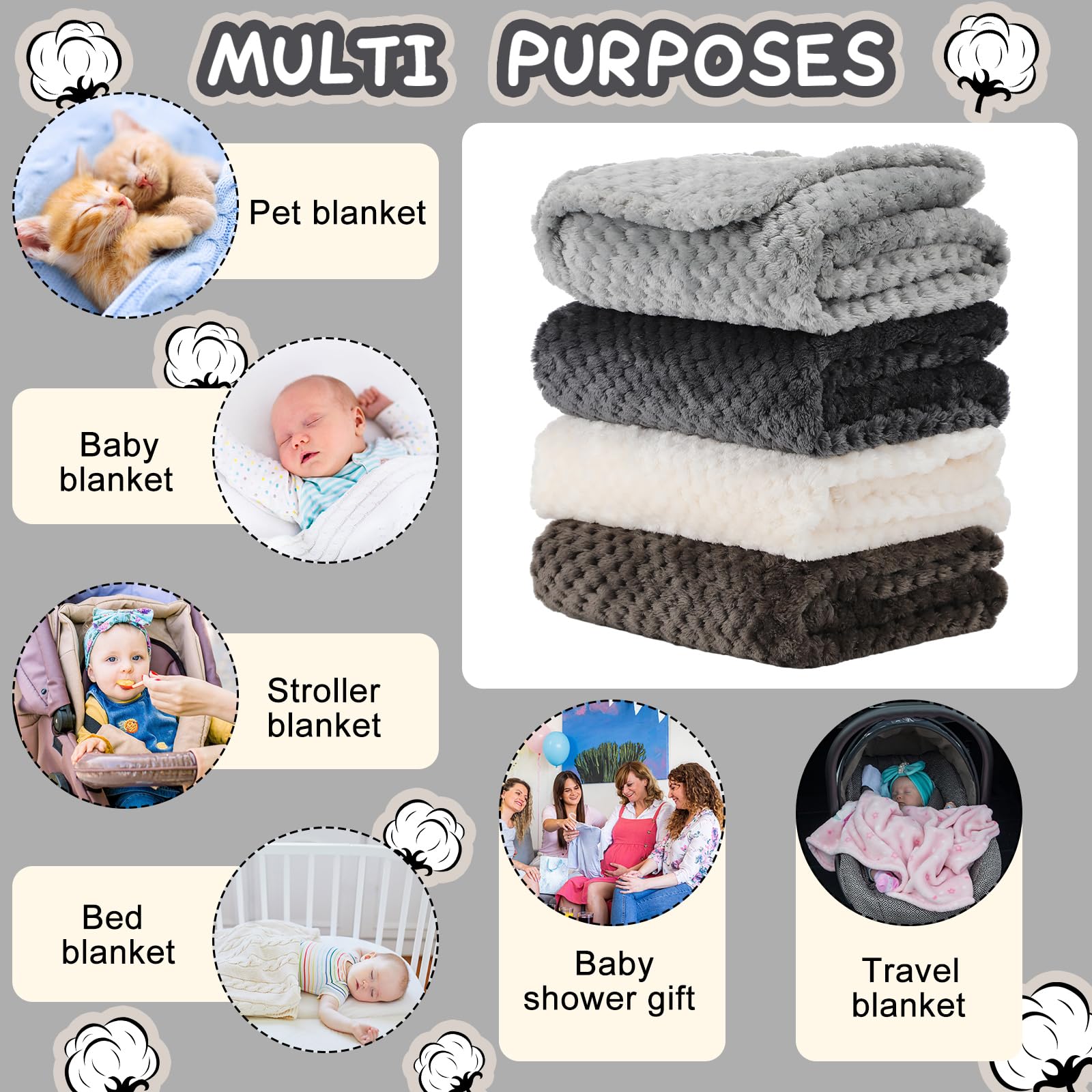 Frienda baby fuzzy blanket grey 32x24 pack colors for versatile outfits