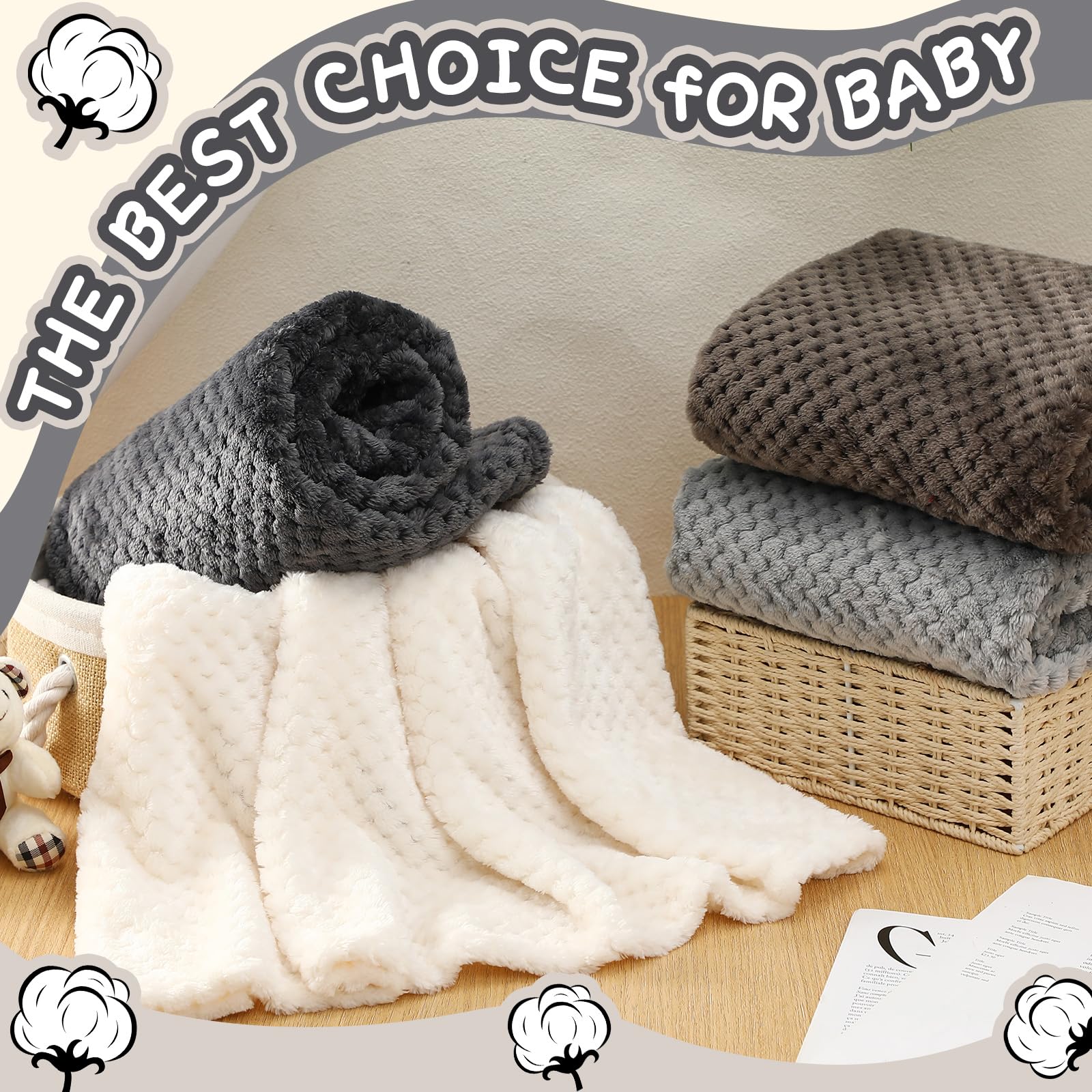 Frienda baby fuzzy blanket grey 32x24 in stroller for on-the-go warmth