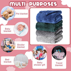 Frienda baby fuzzy blanket in crib demonstrates roomy 32x24 coverage for newborns.