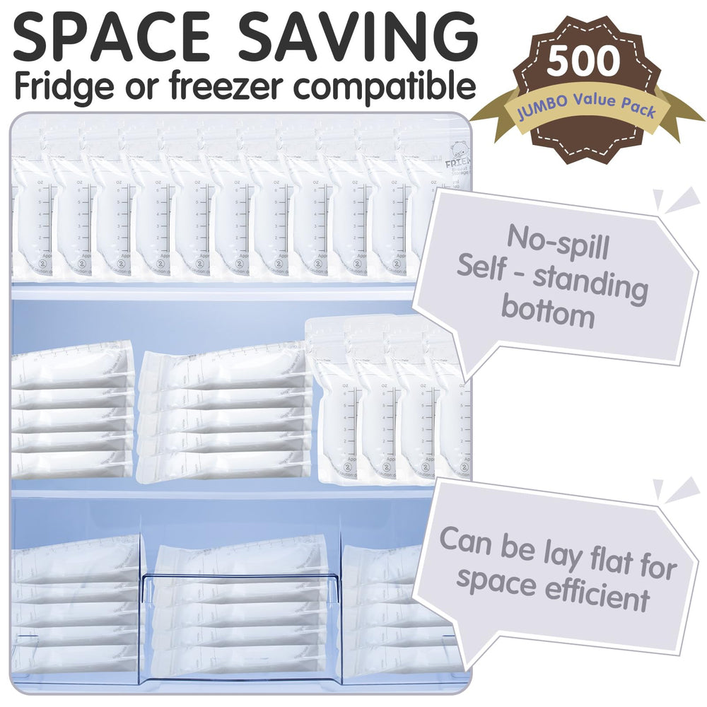 Frienda breastmilk bags are freezer-safe and convenient for quick thawing when needed.