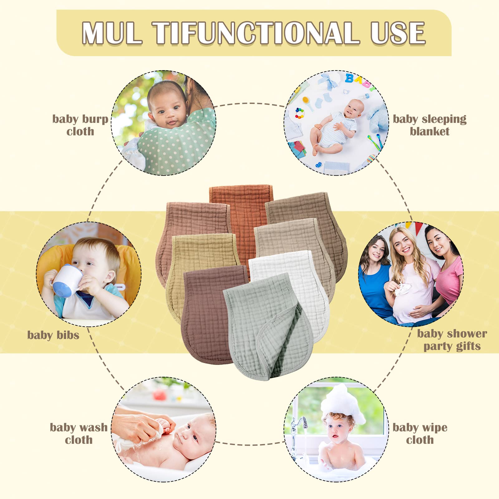 Frienda 10x20 inch burp cloth showing generous coverage for spills and dribbles.
