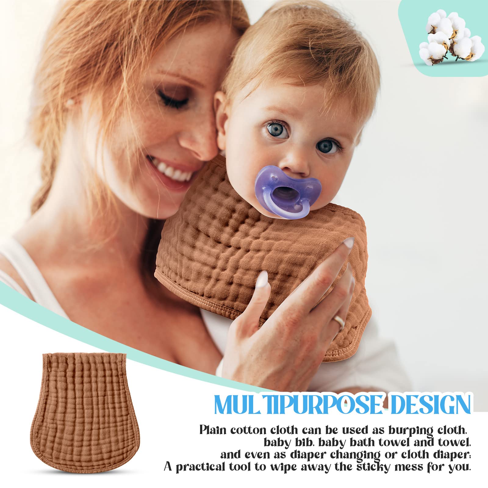 Frienda burp cloths used as changing pads show practical versatility.