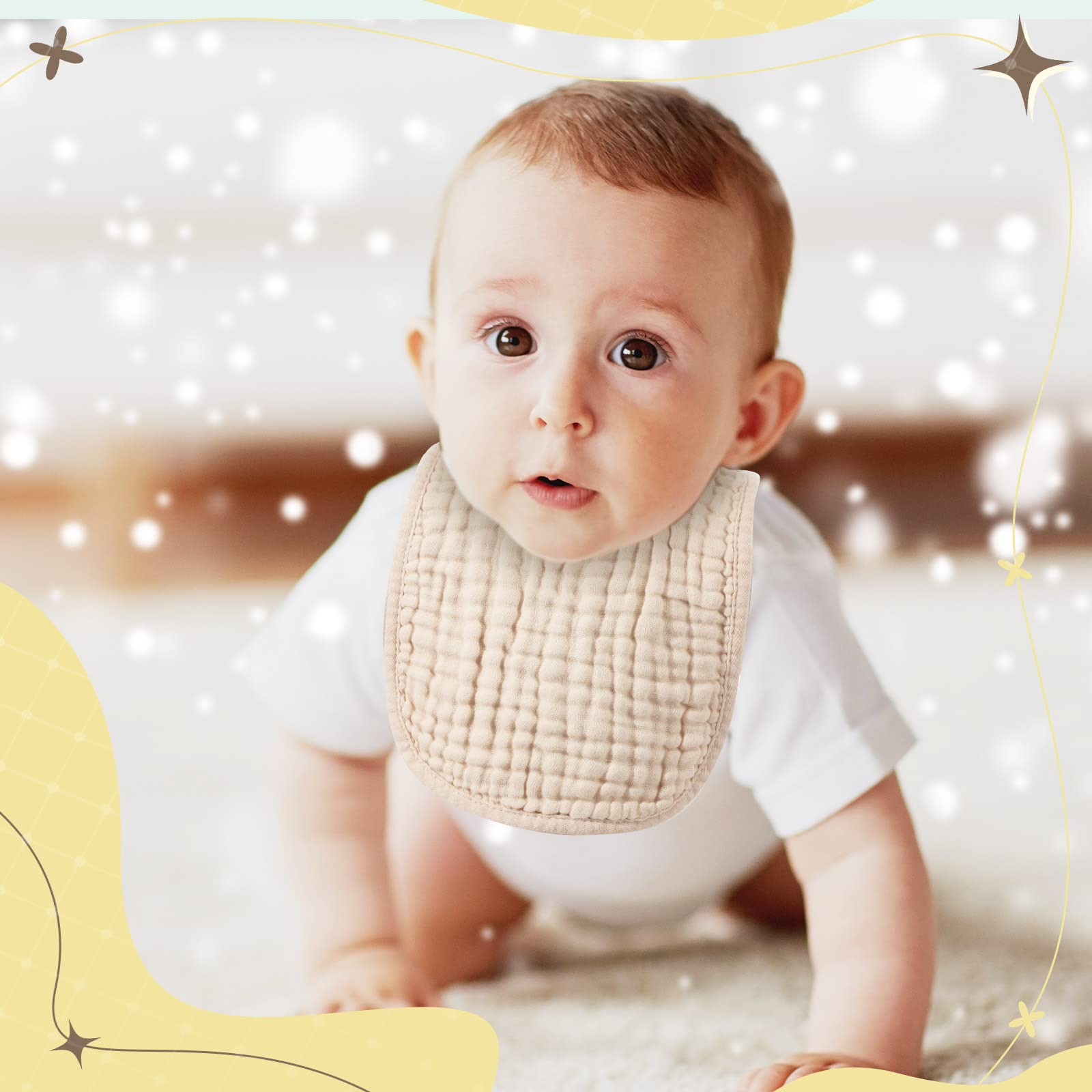 Frienda durable muslin fabric resists wear for everyday drool relief.