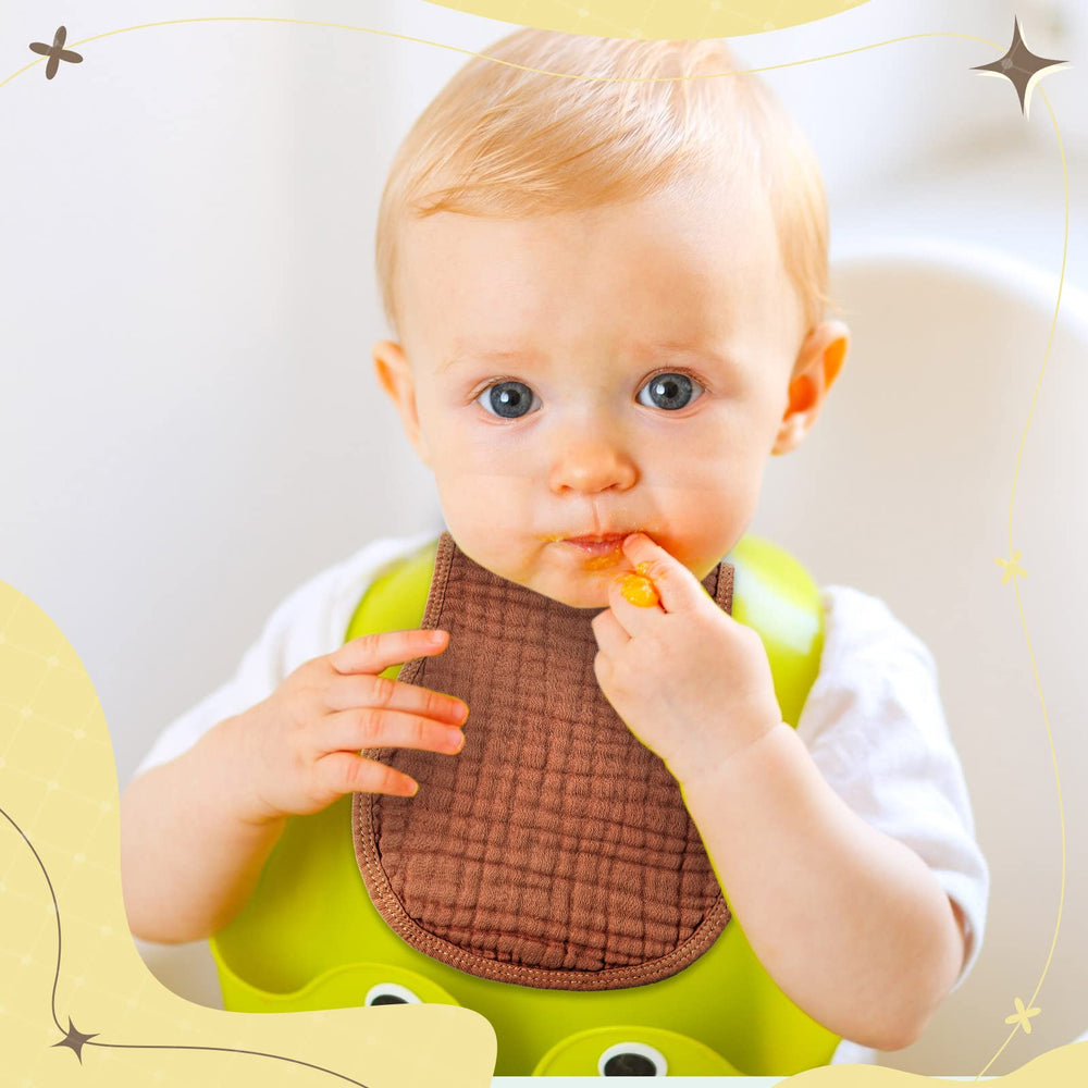 Frienda muslin baby towels serve as bibs, wash towels, and changing pads.