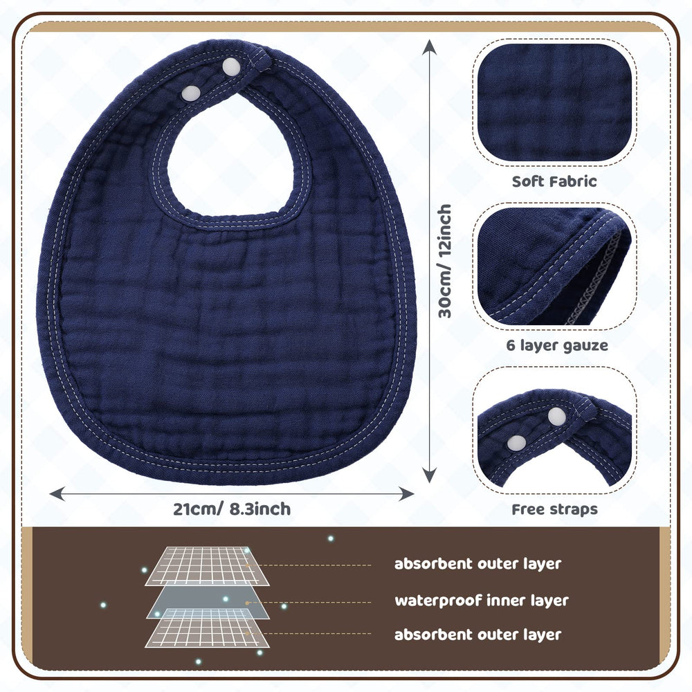 Frienda muslin bibs 6 layers provide enhanced absorption for drool and spills.