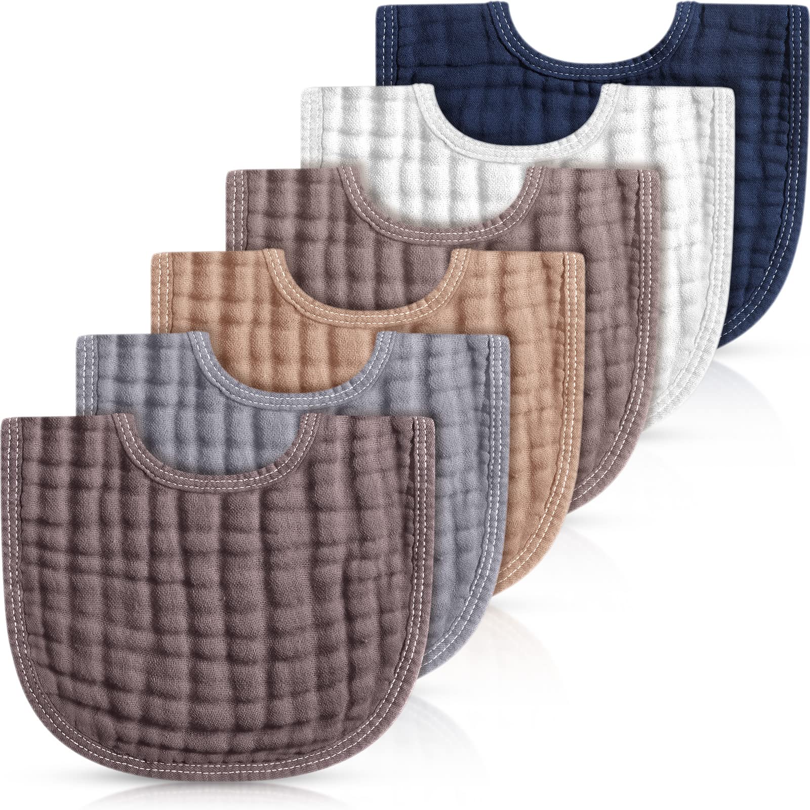 Frienda muslin bibs 6-pack: soft cotton for gentle baby skin and everyday messes.