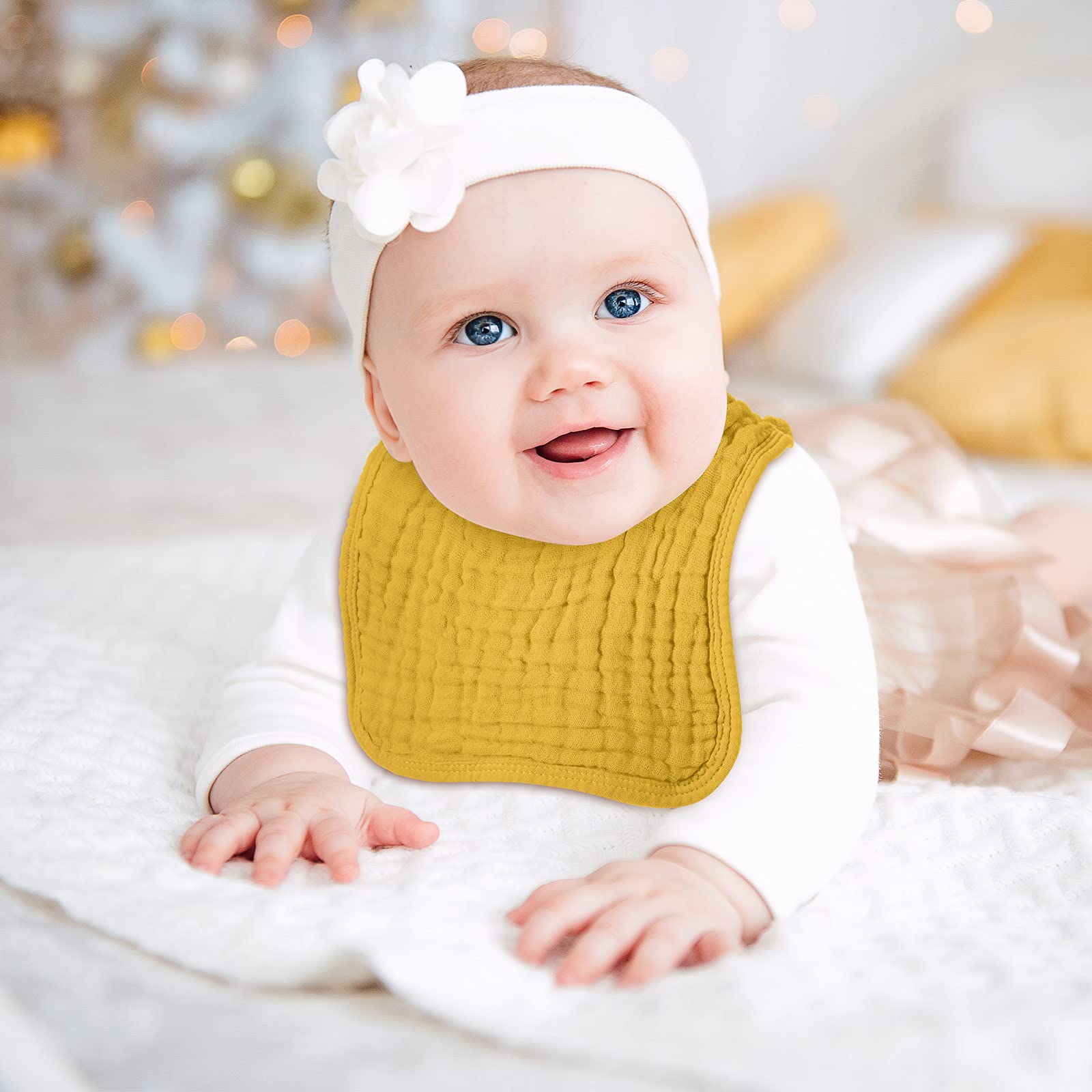 Frienda muslin bibs double as washcloths and burp cloths